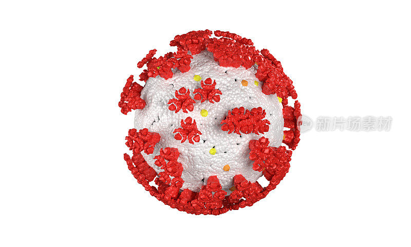 白色背景上的冠状病毒- Covid-19病毒